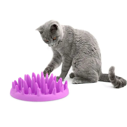 Reusable Hard Silicone Pet Bowls with Interactive Slow Feeder & Anti Gulping Feature & Non Slip