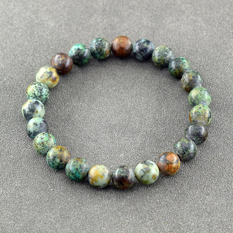 Handmade Natural African Green Moss Agate Stone Bracelet