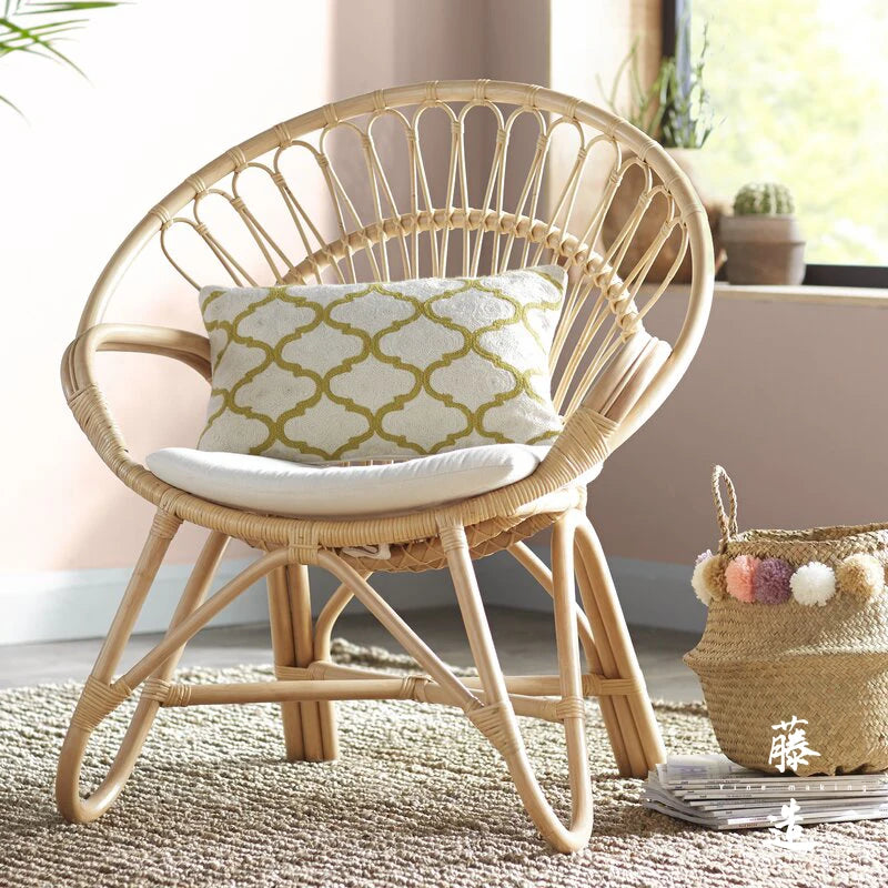 Peacock rattan chair single household rattan chair coffee table balcony handmade leisure new Chinese style