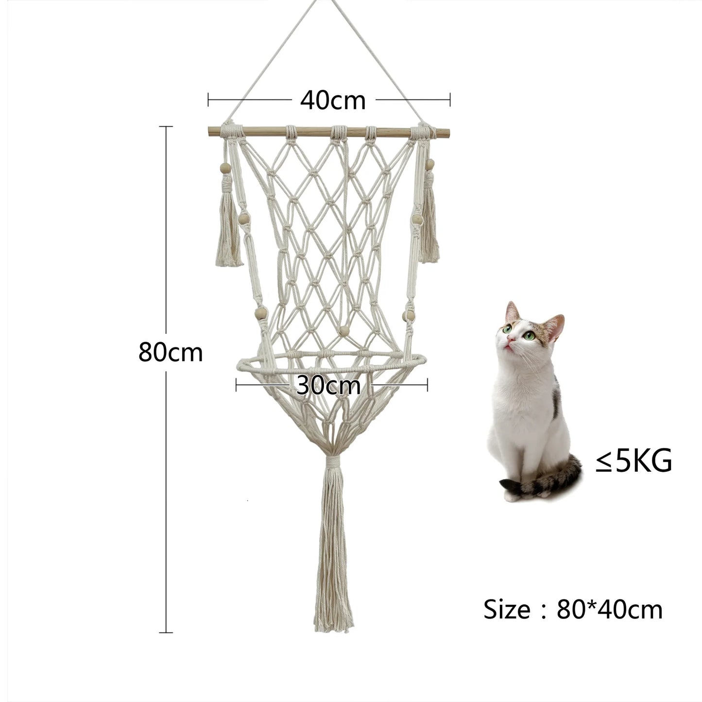 Hanging Cat Hammock with Cotton Rope