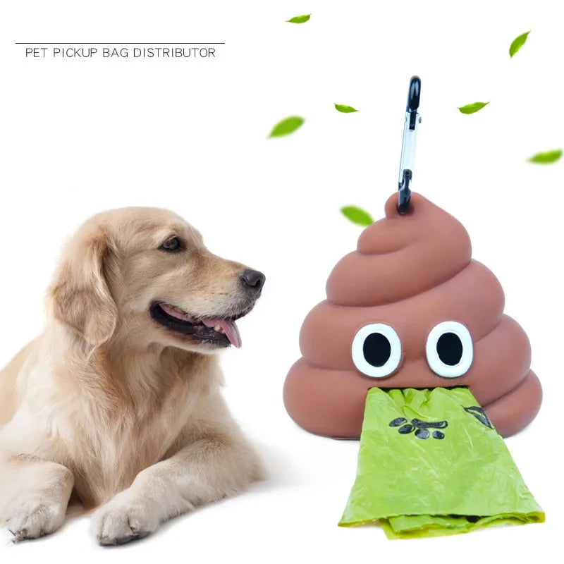 Reusable Pet Emoji Poop Bag Dispenser & Biodegradable Bags