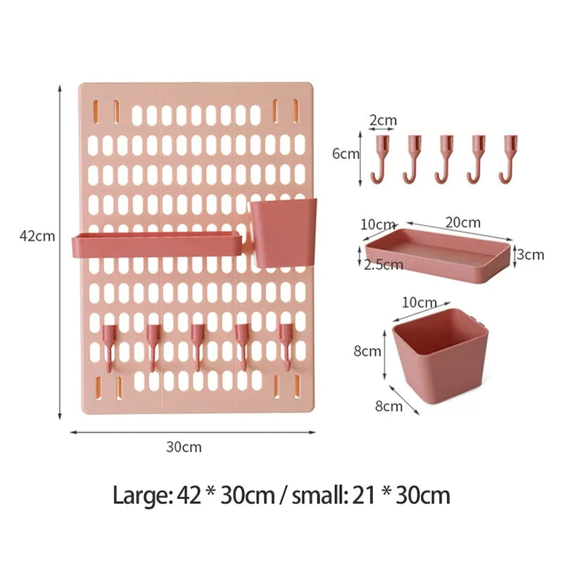 Wall Storage Hole Board Rack Organiser with Various Home Storage Accessories