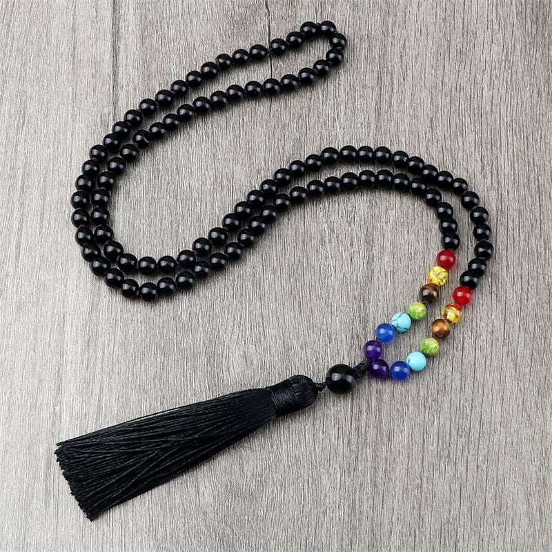 7 Chakra Natural Stone Mala Beads with Tassel