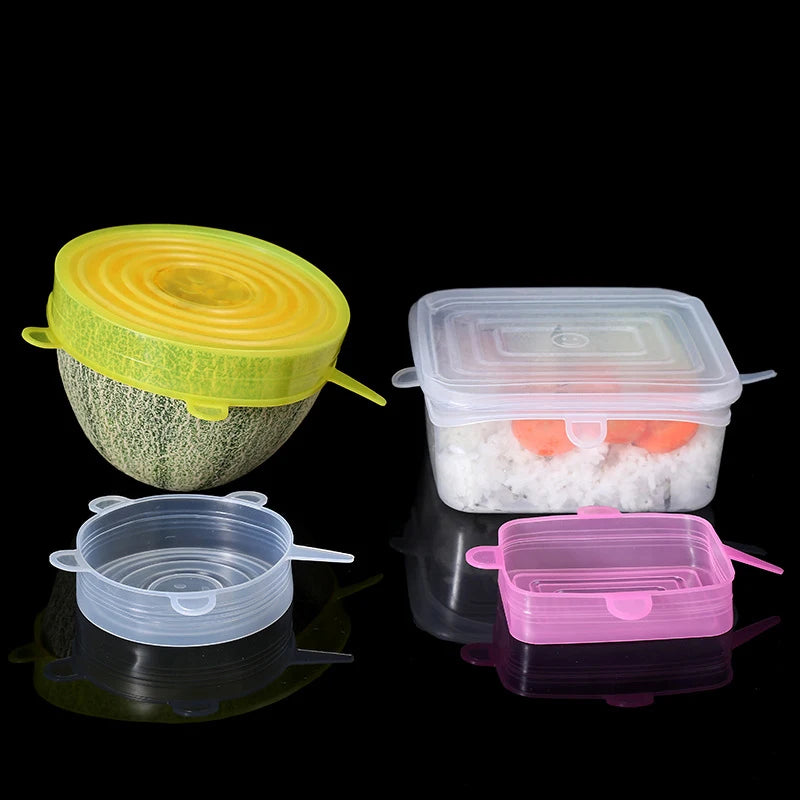 Silicone Cover Stretch Lids Reusable Airtight Food Wrap Covers Keeping Fresh Seal Bowl Cap Elastic Silicone Lid Kitchen Cookware