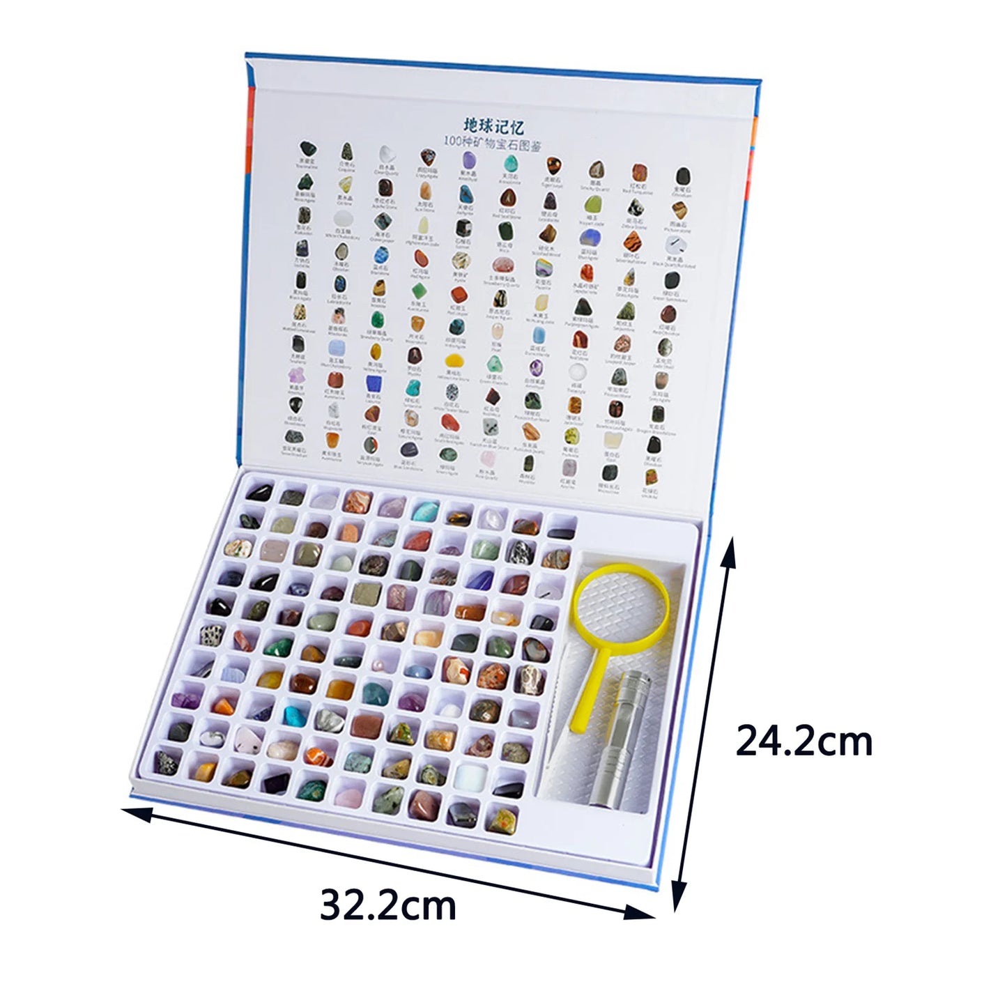 Rock Mineral Kit Natural Gems Collection Geology Educational Kit Gemstone Crystal set Rock Book Gem Kit for Children Gifts