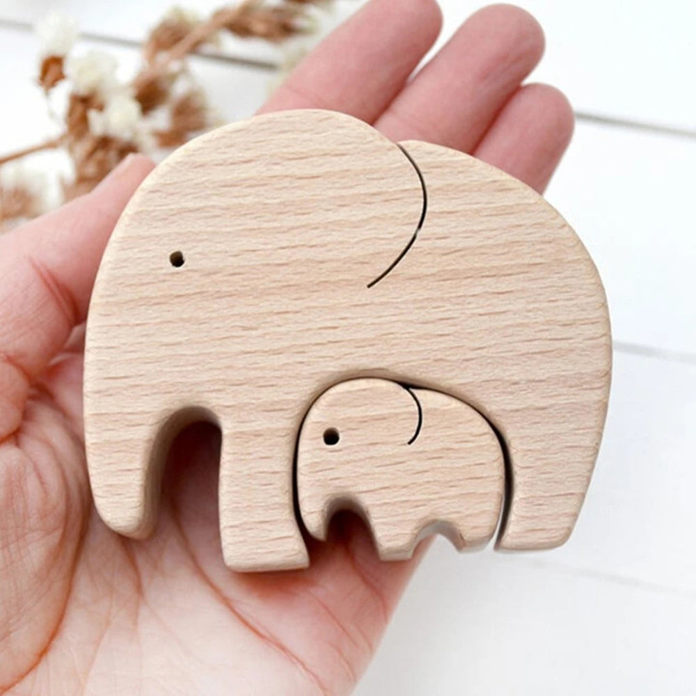 Cute Wooden Elephant Ornament & Toy