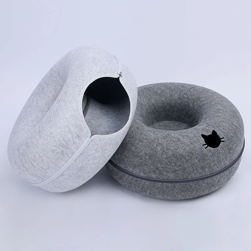 Natural Felt Interactive Pet Donut Tunnel Toy