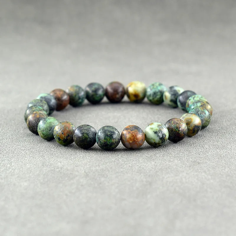 Handmade Natural African Green Moss Agate Stone Bracelet