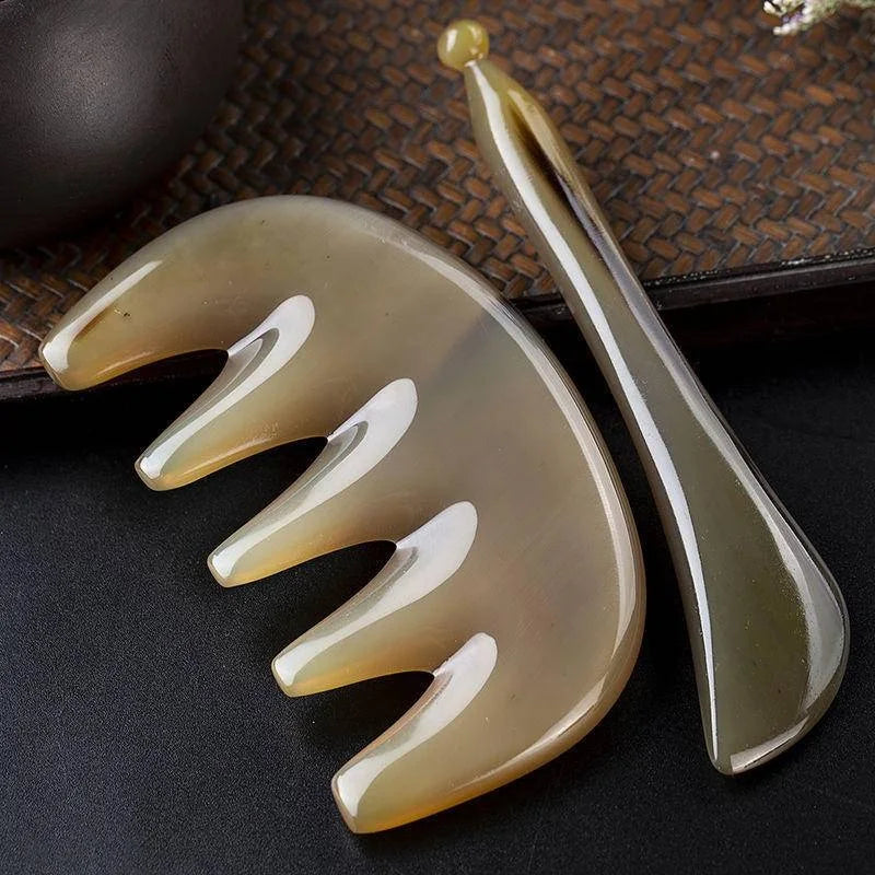 Natural Ox Horn Gua Sha Board Scraper Physical & Face Massage Beauty Tools