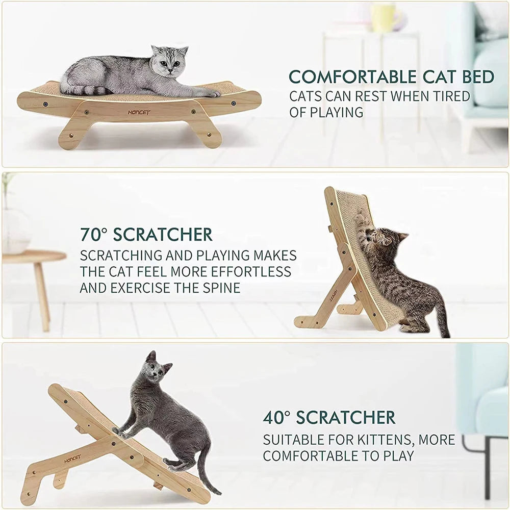 Multifunctional Cat Scratcher Board & Bed With Corrugated Cardboard For Cats Claw Sharpening & Play Toy