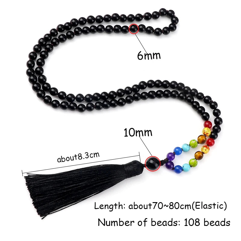 7 Chakra Natural Stone Mala Beads with Tassel