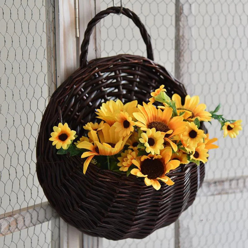 Eco-Friendly Hand Made Rattan Indoor Plant Wall Hanging Wicker Baskets