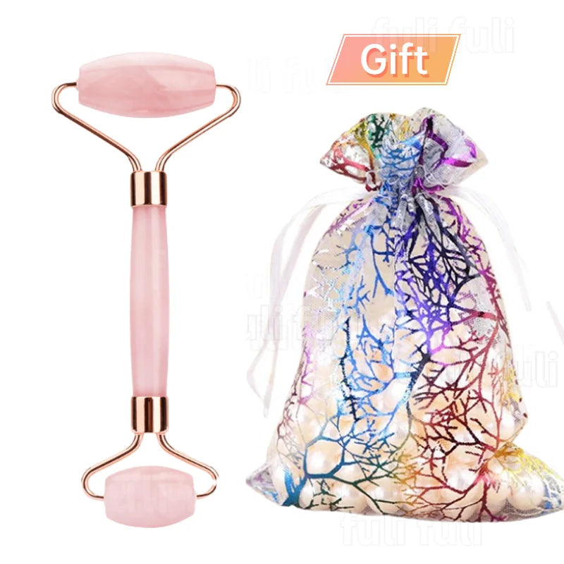 Gua Sha Natural Jad & Rose Quartz Crystal Tools