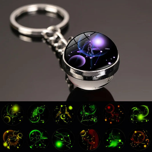 Constellation Starry Sky Luminous Glass Ball Keychain