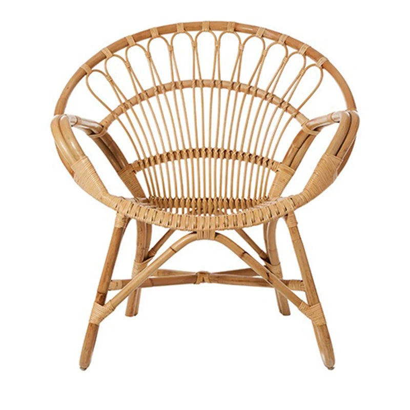 Peacock rattan chair single household rattan chair coffee table balcony handmade leisure new Chinese style