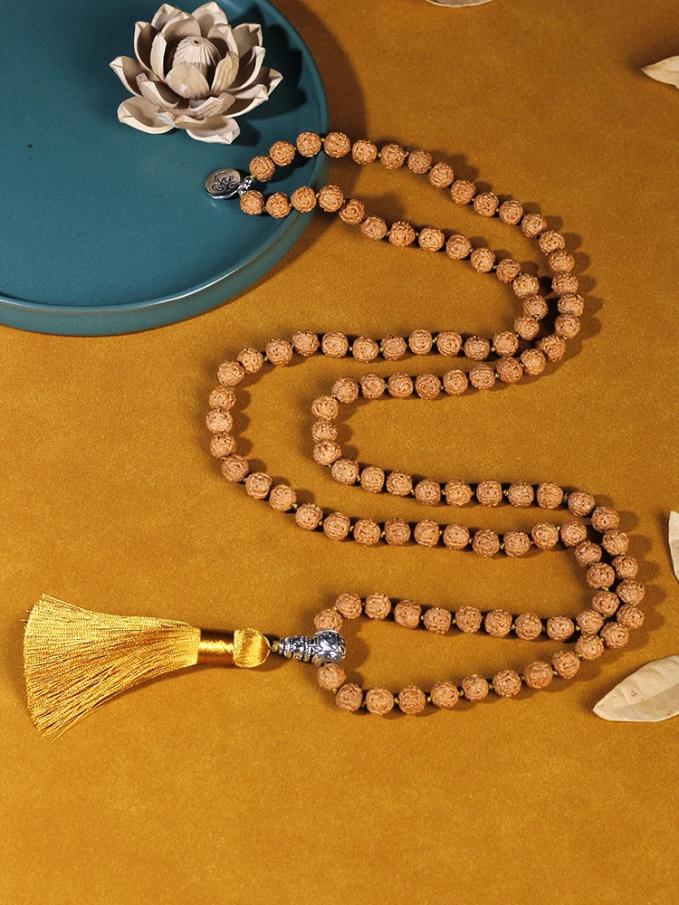 Rudraksha Mala Bead Necklace with Tassel