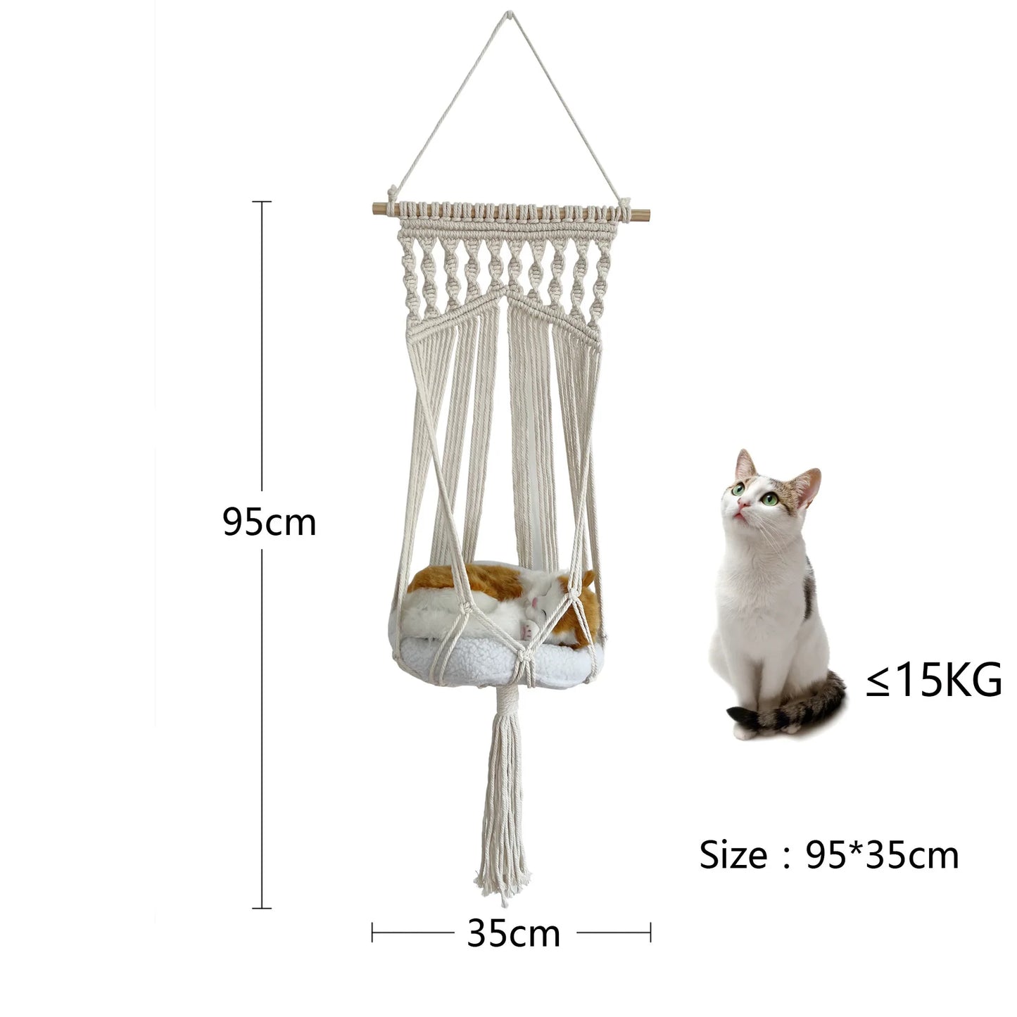 Hanging Cat Hammock with Cotton Rope