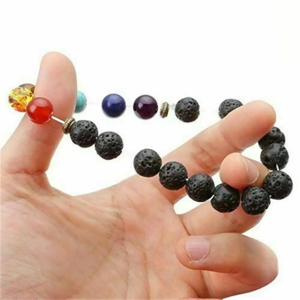 7 Chakra Bracelet Volcanic Rock Mala Beads for Anxiety Healing