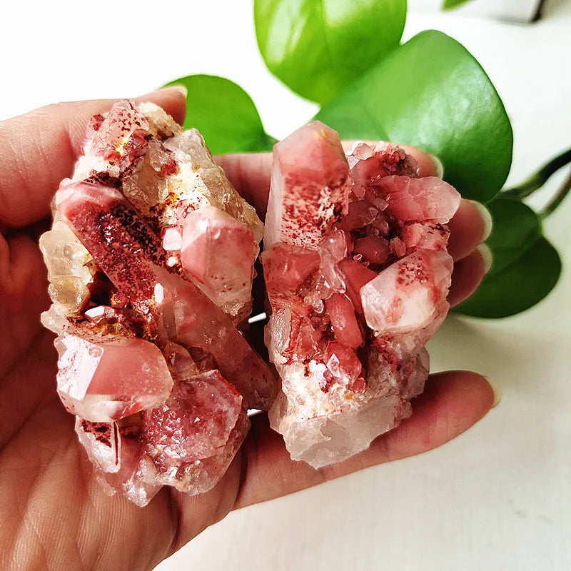 Rare Natural White & Red Quartz Crystal Cluster