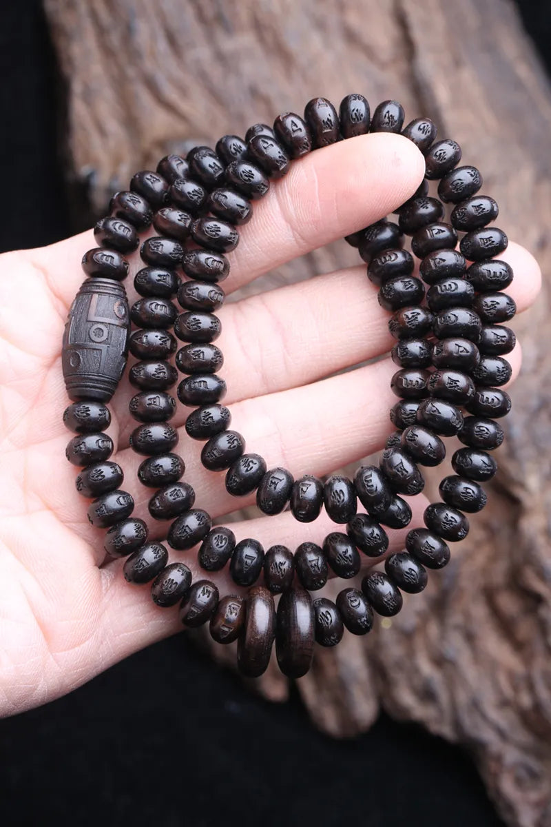 Natural Ebony Truth Words Mala Beads