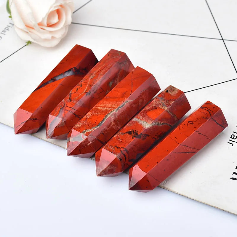 Natural Crystal Red jasper Healing Obelisk Quartz Energy Stone