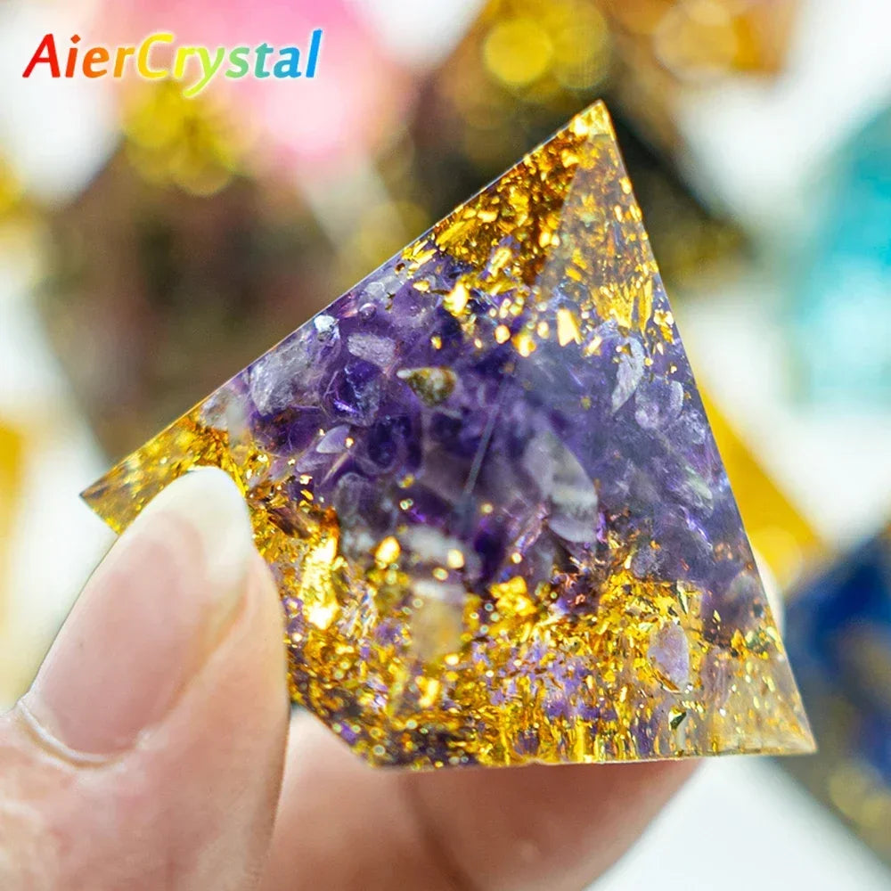 1.18in Natural Crystal Pyramid Energy Generator - Quartz Amethyst Reiki Healing Crystal Chakra Pyramid Meditation Tool for Home Decor