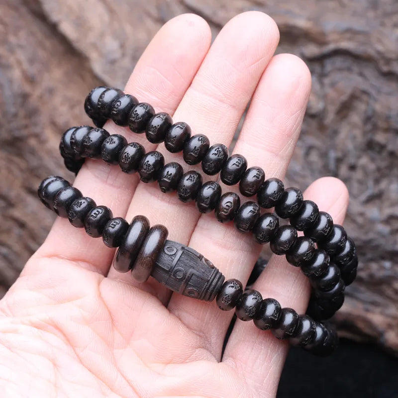 Natural Ebony Truth Words Mala Beads