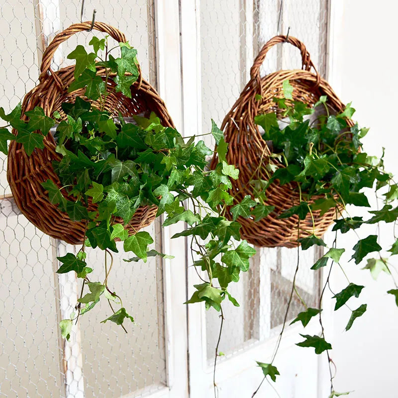 Eco-Friendly Hand Made Rattan Indoor Plant Wall Hanging Wicker Baskets