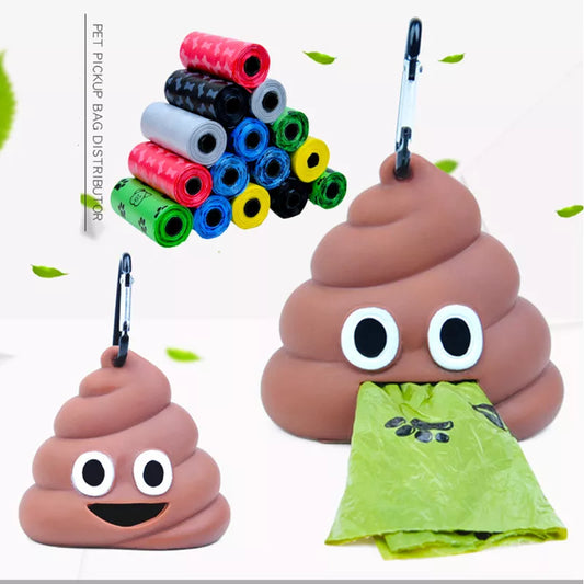 Reusable Pet Emoji Poop Bag Dispenser & Biodegradable Bags