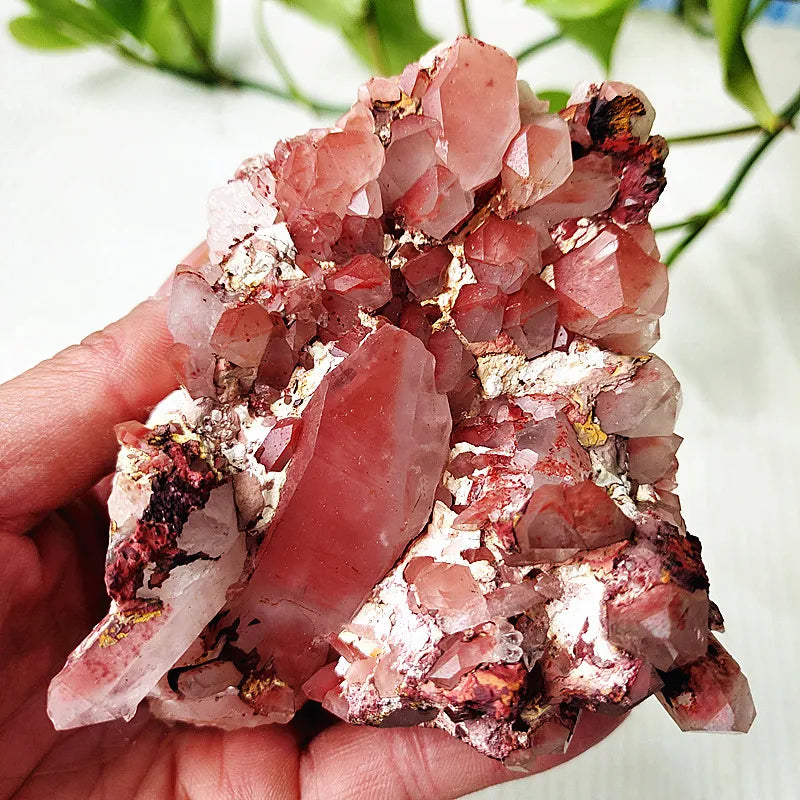 Rare Natural White & Red Quartz Crystal Cluster