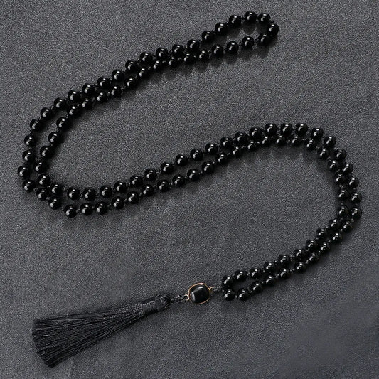 Natural Black Onyx Mala Beads