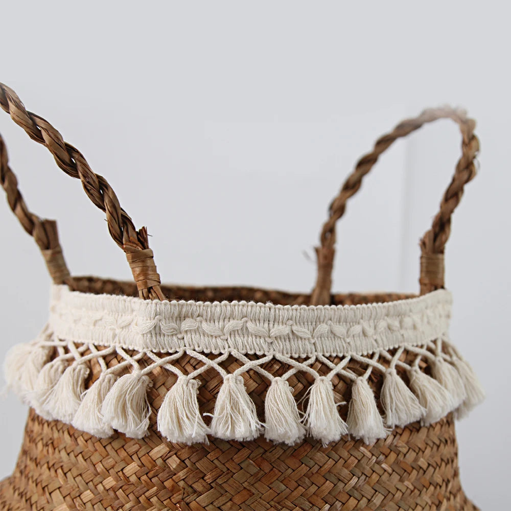 Eco-Friendly Foldable Handwoven Seagrass Storage Baskets