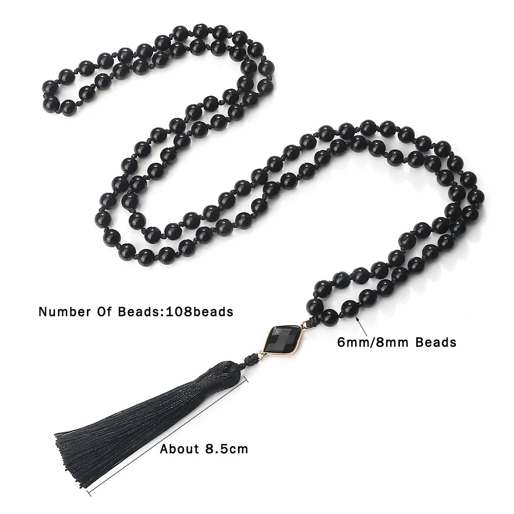 Natural Black Onyx Mala Beads