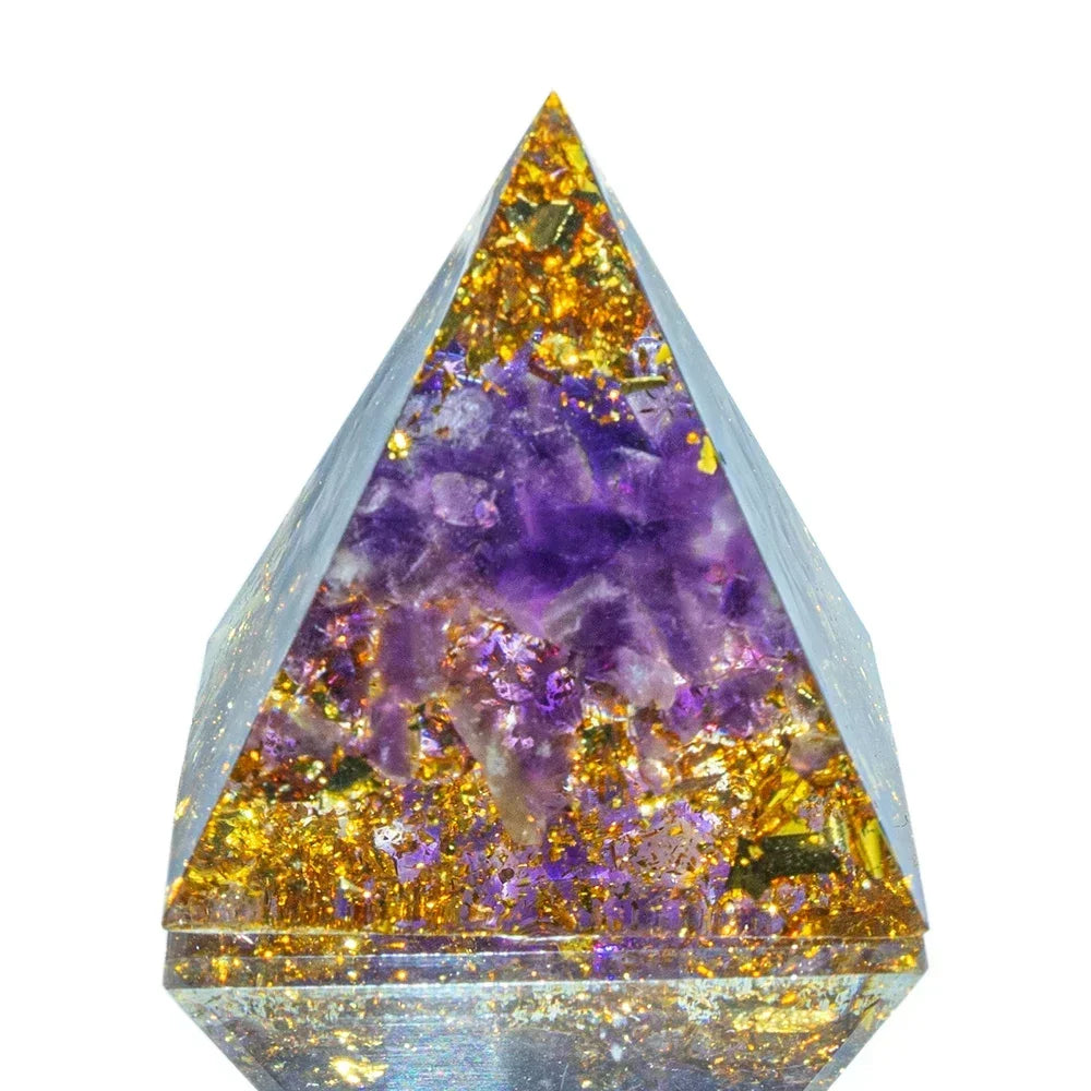 1.18in Natural Crystal Pyramid Energy Generator - Quartz Amethyst Reiki Healing Crystal Chakra Pyramid Meditation Tool for Home Decor