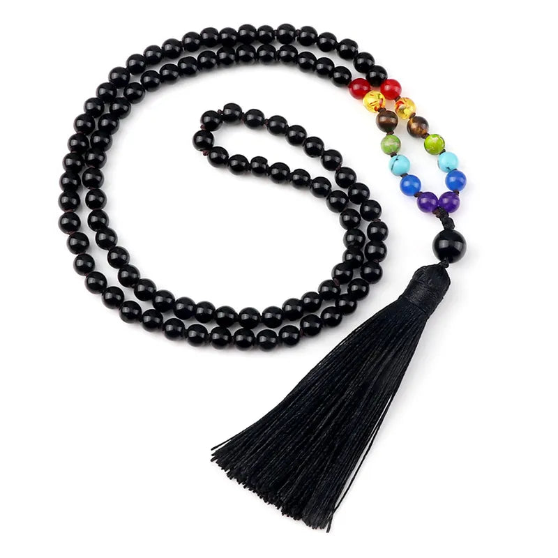 7 Chakra Natural Stone Mala Beads with Tassel