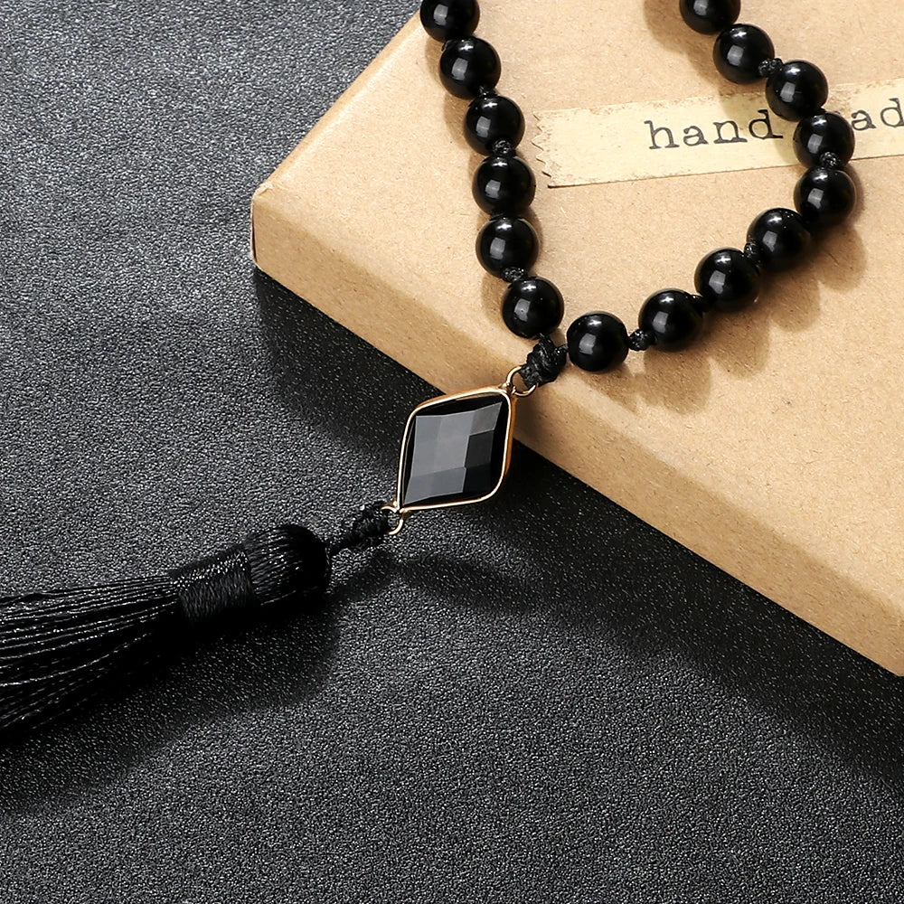 Natural Black Onyx Mala Beads