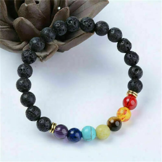 7 Chakra Bracelet Volcanic Rock Mala Beads for Anxiety Healing