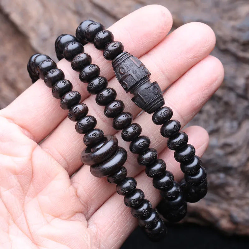 Natural Ebony Truth Words Mala Beads