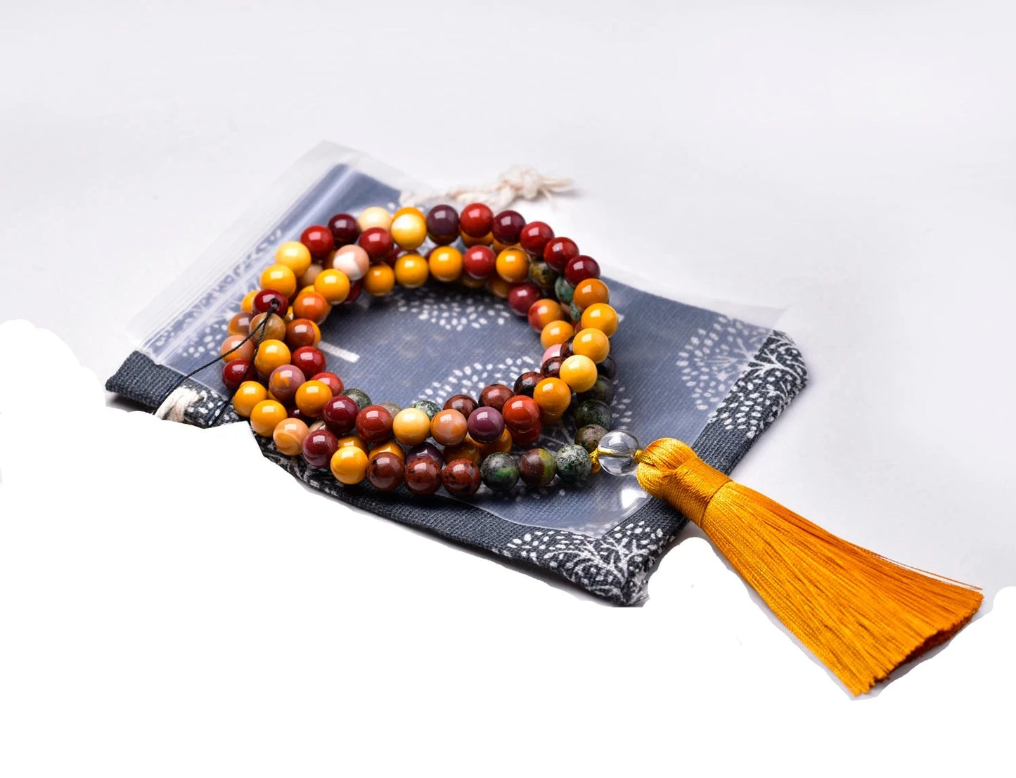 Natural Mahogang Obsidian Stone & Mookaite Mala Beads