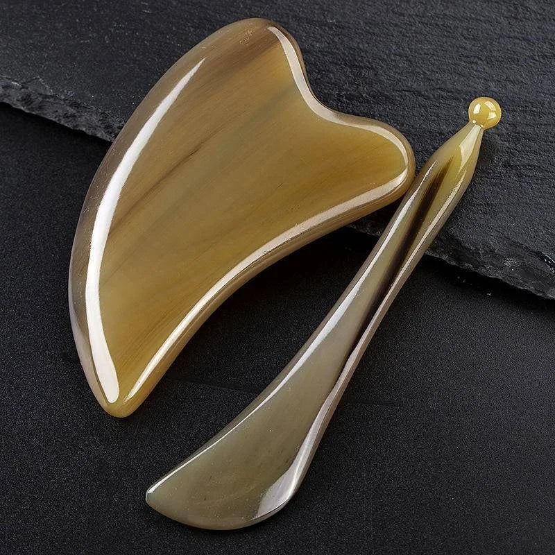 Natural Ox Horn Gua Sha Board Scraper Physical & Face Massage Beauty Tools