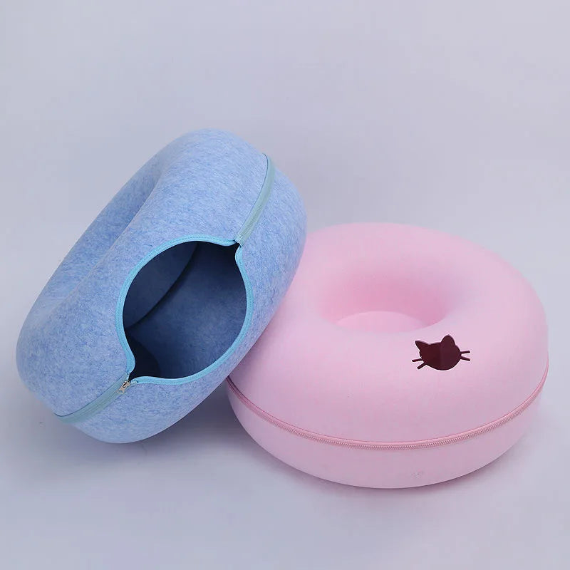 Natural Felt Interactive Pet Donut Tunnel Toy