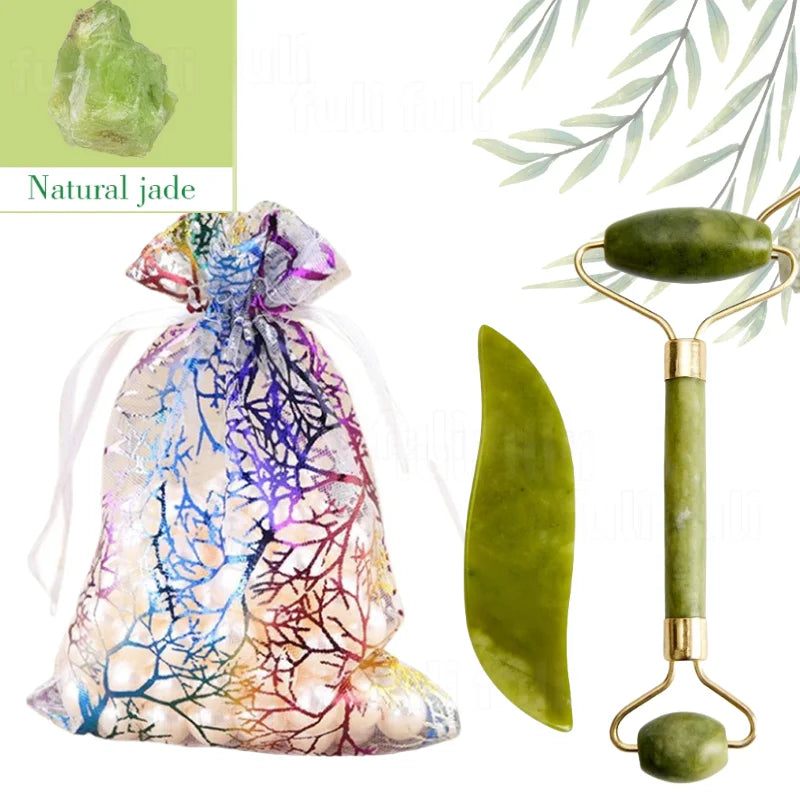 Gua Sha Natural Jad & Rose Quartz Crystal Tools