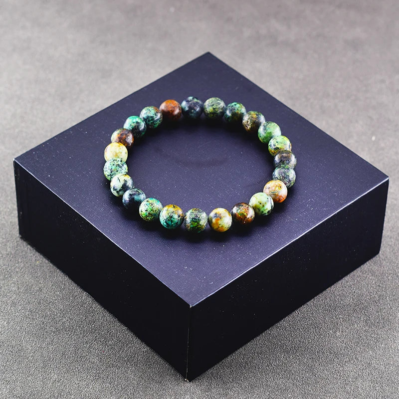 Handmade Natural African Green Moss Agate Stone Bracelet