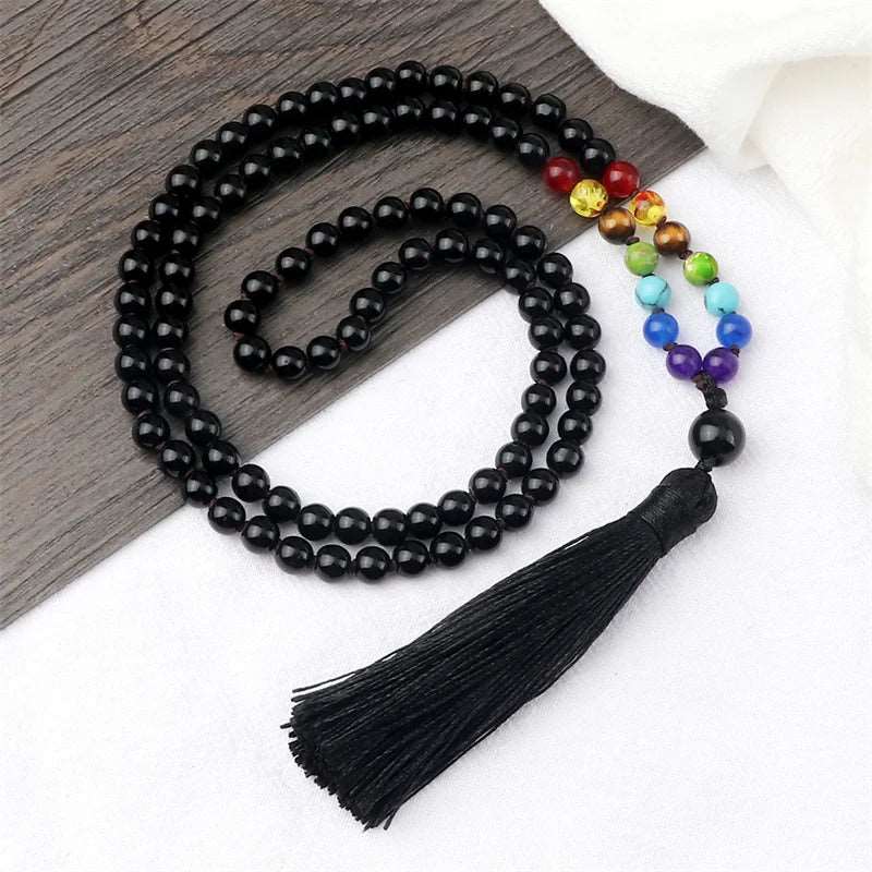 7 Chakra Natural Stone Mala Beads with Tassel