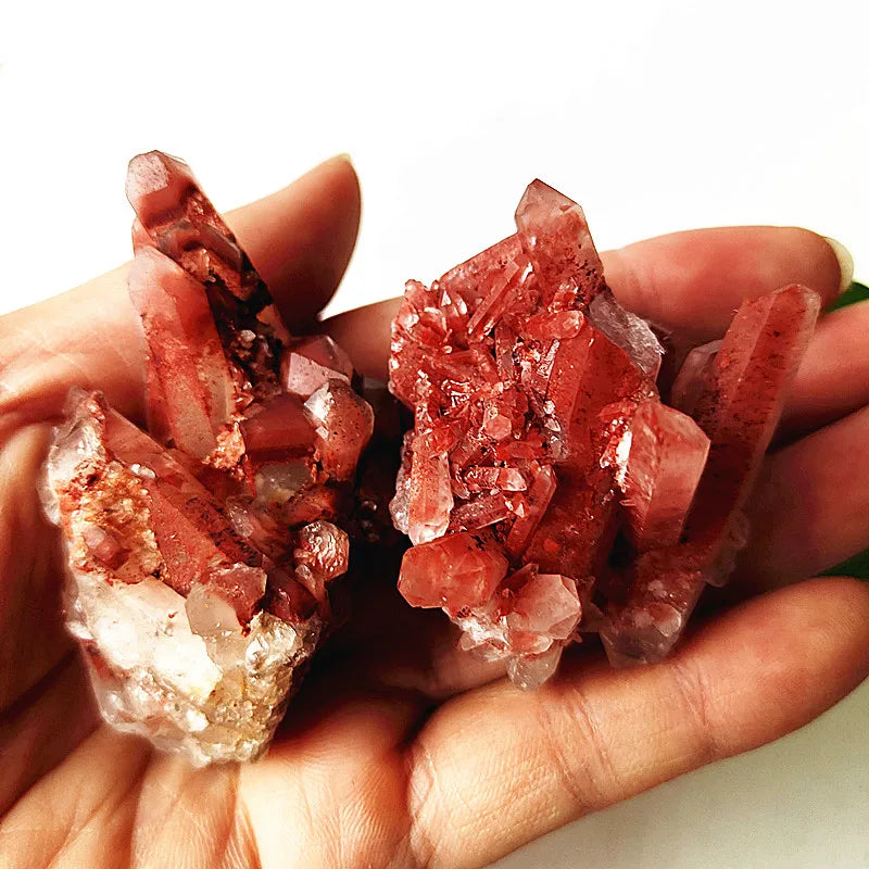 Rare Natural White & Red Quartz Crystal Cluster