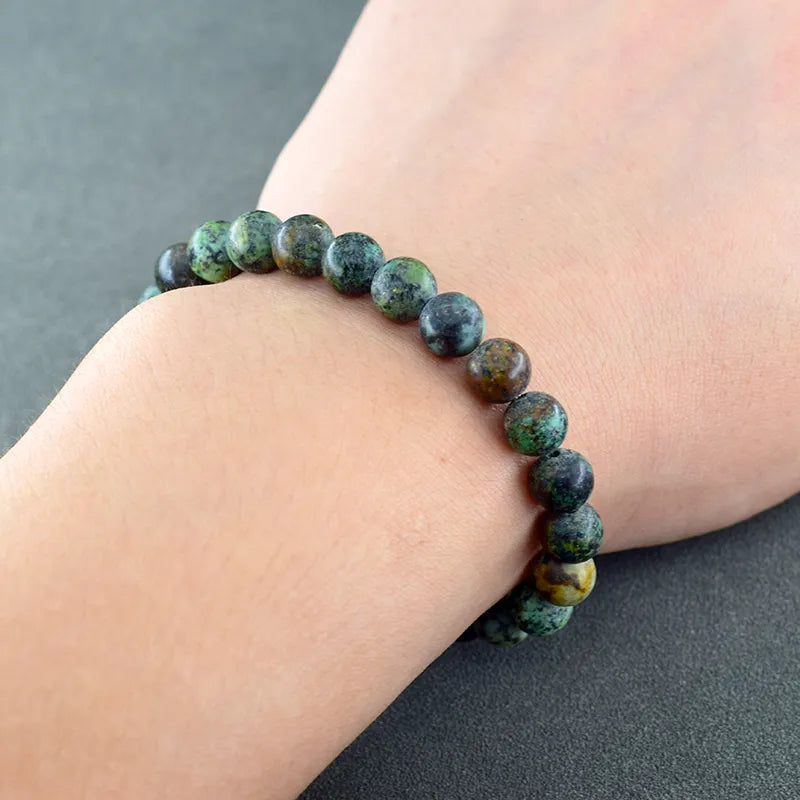 Handmade Natural African Green Moss Agate Stone Bracelet