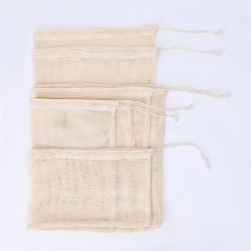 Eco-Friendly Reusable Produce Bags, 100% Organic Cotton Bio Degradable Mesh Bags