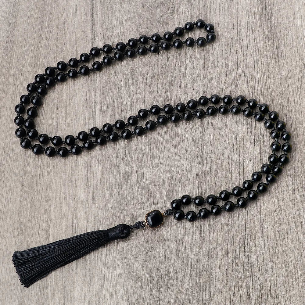 Natural Black Onyx Mala Beads