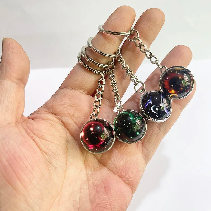 Constellation Starry Sky Luminous Glass Ball Keychain