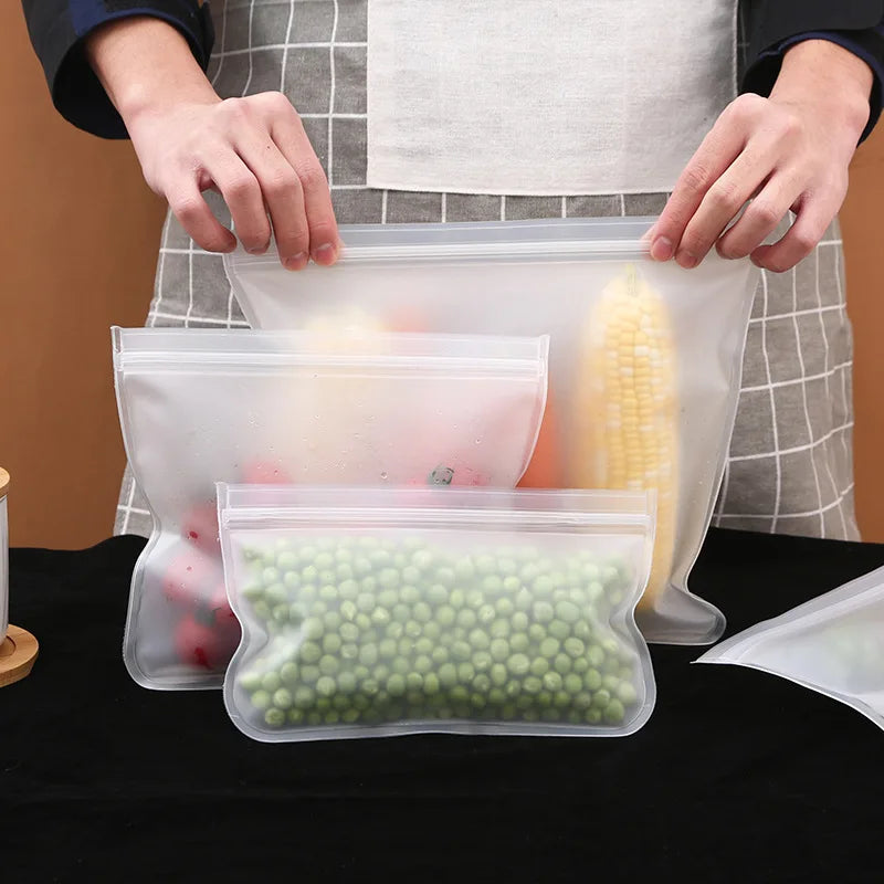 Reusable Silicone Food Storage Bag for Refrigerator, Leakproof & BPA Free